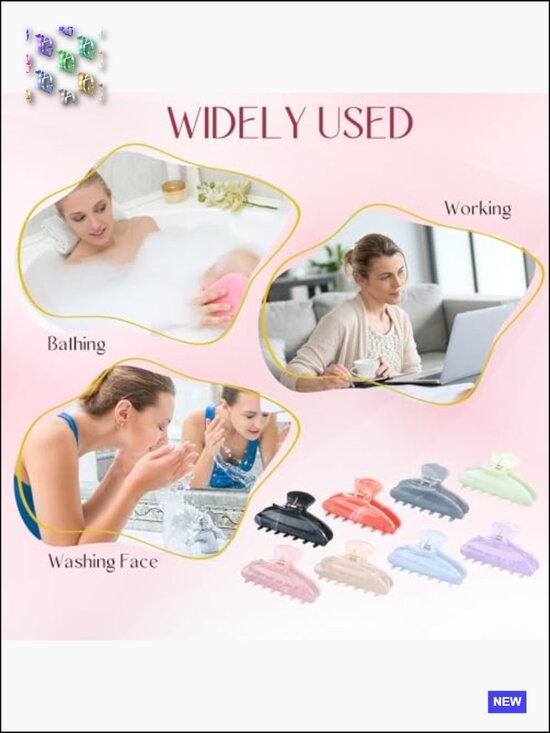 8 Acrylic Hair Claw Clips Set Non Slip Strong Hold French Style Hair Accessories main image 6